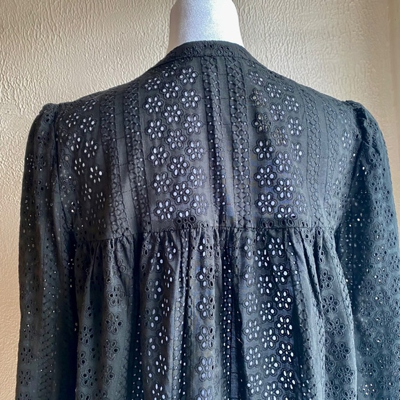 NWT Madewell black eyelet lace pop over peasant top Size M - Picture 7 of 15